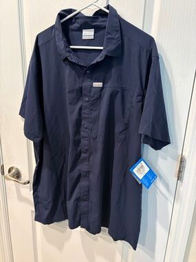 NWT Columbia Men’s Saga Peak Short Sleeve Shirt In Navy Sz XXL